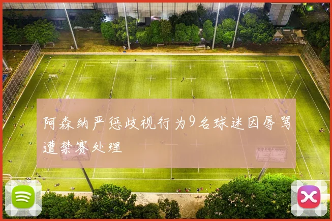阿森纳严惩歧视行为9名球迷因辱骂遭禁赛处理